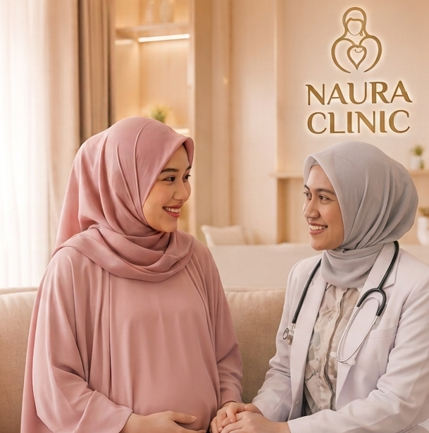 Bidan melayani pasien di klinik bersalin